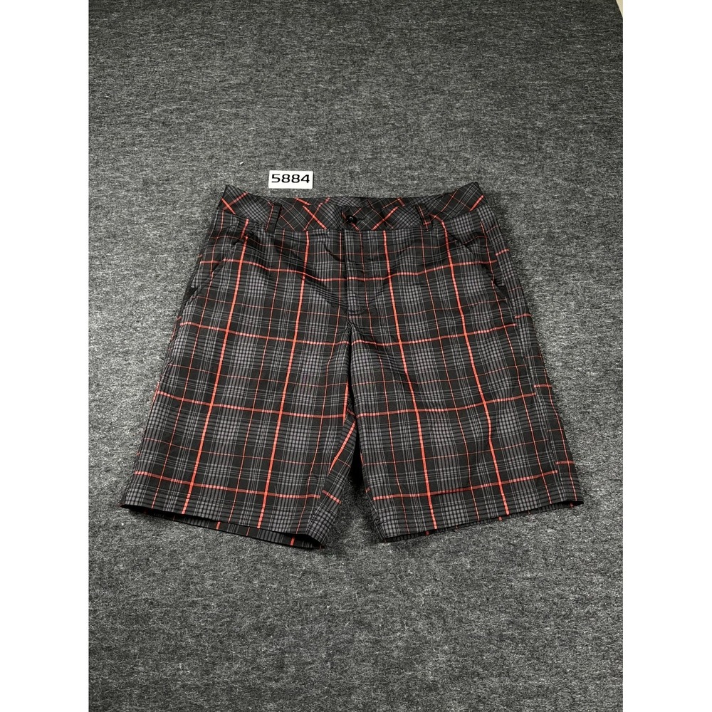 Fila Sport Golf Shorts Mens 34 Multicolor Plaid Slash Pockets Flat Front Classic